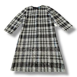 NWT Draper James RSVP Three-Quarter Sleeve Sequin Sheath Dress Black & Grey 10